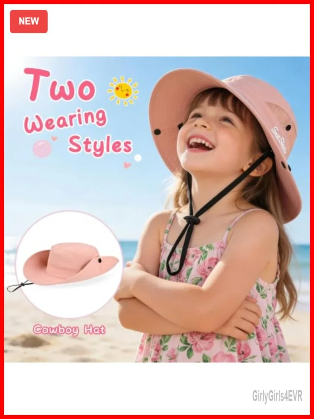 UPF 50+ Girls Ponytail Sun Hat Quick Dry Bucket Mesh Hat